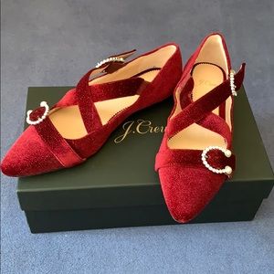 J Crew Velvet Cross Strap Flats - Size 6.5